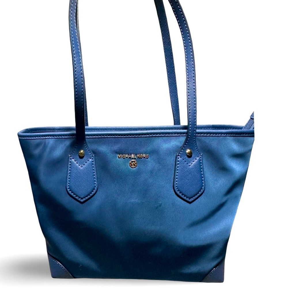 Michael Kors Blue Tote Purse with zipper